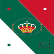 [War flag of the Imperial Army of the Three Guarantees: ca. March 1821-2 Nov. 1821. By Juan Manuel Gabino Villascán]